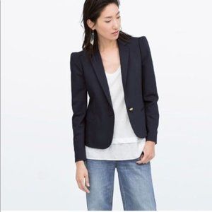 Zara Navy Blue Blazer Jacket with cream button